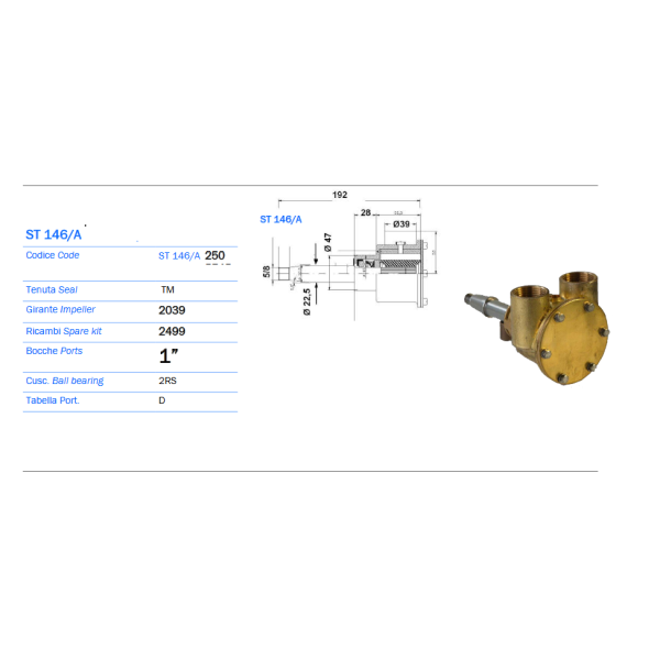 Ancor Pompa Raffreddamento Motore St146/A - Promarine