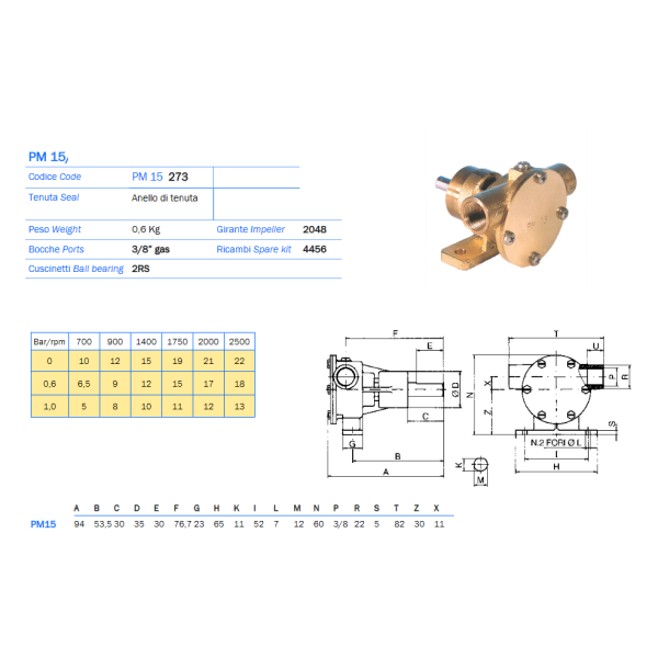 Ancor Pompa Raffreddamento Motore Pm15 - Promarine